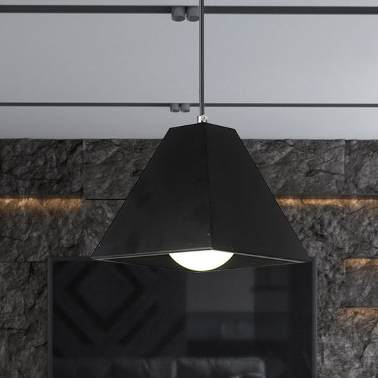 Modern Metal Pyramid Pendant Lamp With Adjustable Cord - 1 Light Black/White Ideal For Living Room
