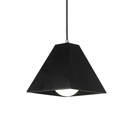 Modern Metal Pyramid Pendant Lamp With Adjustable Cord - 1 Light Black/White Ideal For Living Room