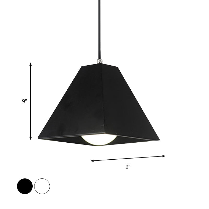Modern Metal Pyramid Pendant Lamp - Adjustable Cord Black/White 1 Light For Living Room