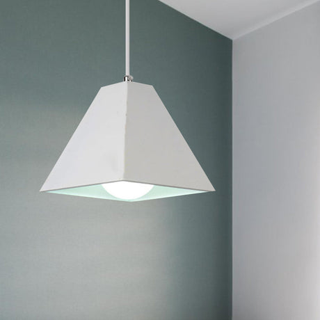 Modern Metal Pyramid Pendant Lamp With Adjustable Cord - 1 Light Black/White Ideal For Living Room