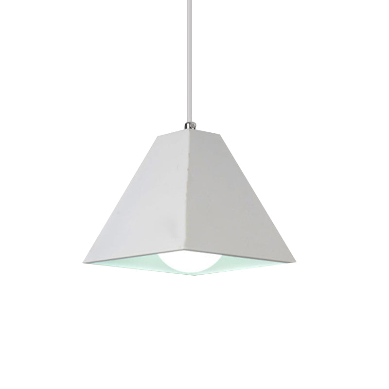 Modern Metal Pyramid Pendant Lamp With Adjustable Cord - 1 Light Black/White Ideal For Living Room