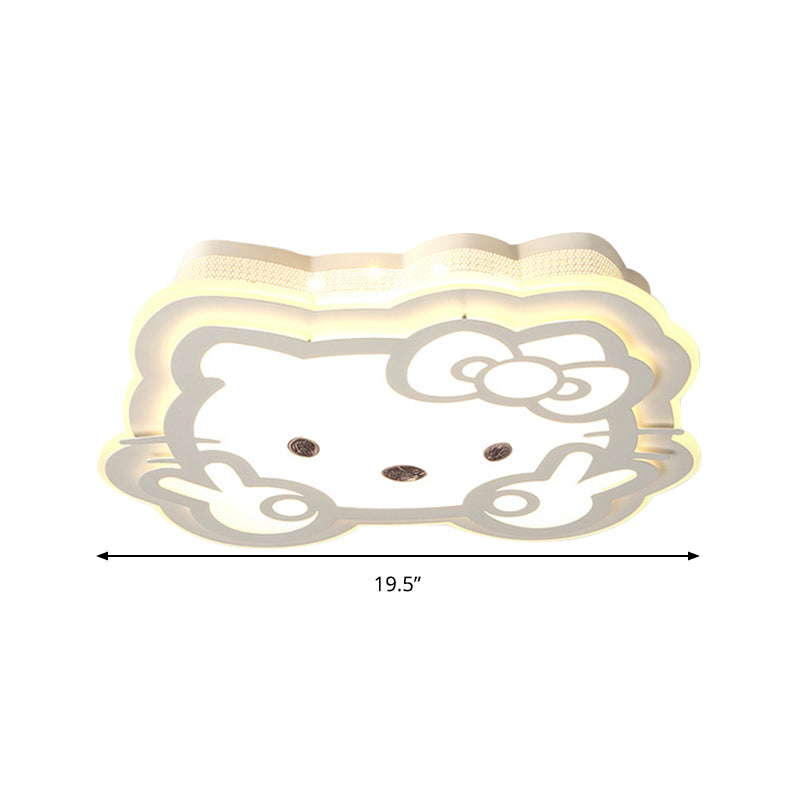 Cartoon Led Ceiling Lamp - Acrylic Peace Sign Kitty Mount Light For Baby Girls Room