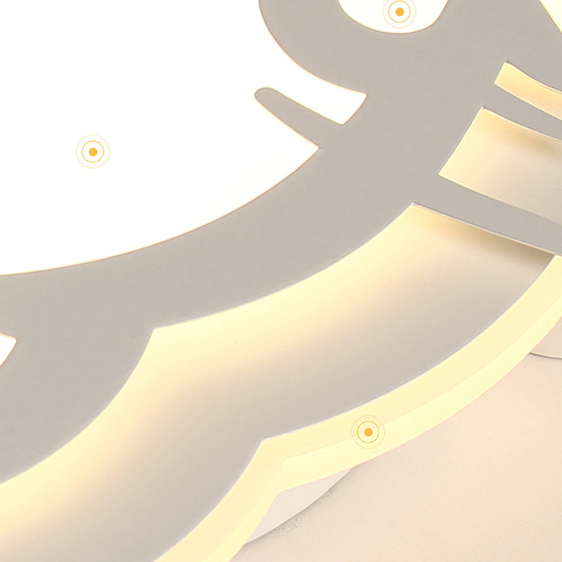 Cartoon Led Ceiling Lamp - Acrylic Peace Sign Kitty Mount Light For Baby Girls Room