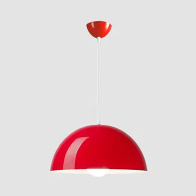 Nordic Aluminum Dome Hanging Light - 1 Suspension For Dining Room (Black/White/Red 12/14/16)
