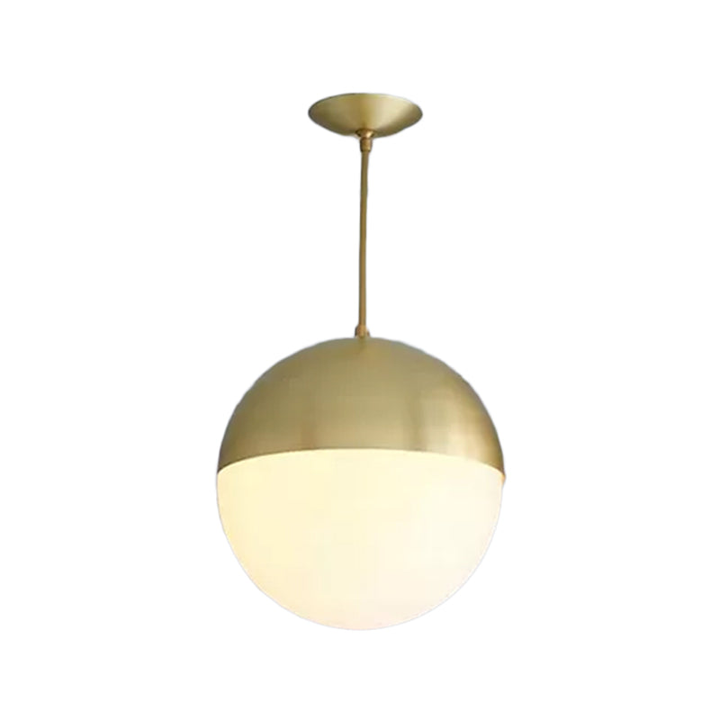 Modernist Black/Gold Sphere Pendant Lamp With Opal Glass - Ideal For Kitchen Ceiling Lighting