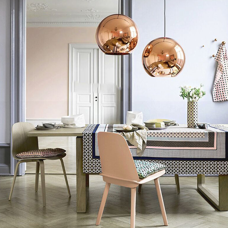 Contemporary Glass Mirror Ball Pendant Light - Chrome/Gold/Rose Gold 6/8/10 Width Hanging Ceiling