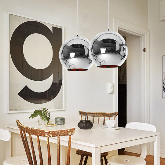 Contemporary Glass Mirror Ball Pendant Light - Chrome/Gold/Rose Gold 6/8/10 Width Hanging Ceiling