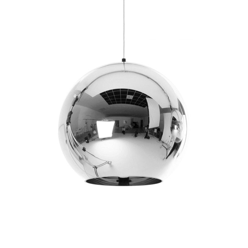 Contemporary Glass Mirror Ball Pendant Lighting - 1 Light Chrome/Gold/Rose Gold 6’/8’/10’W