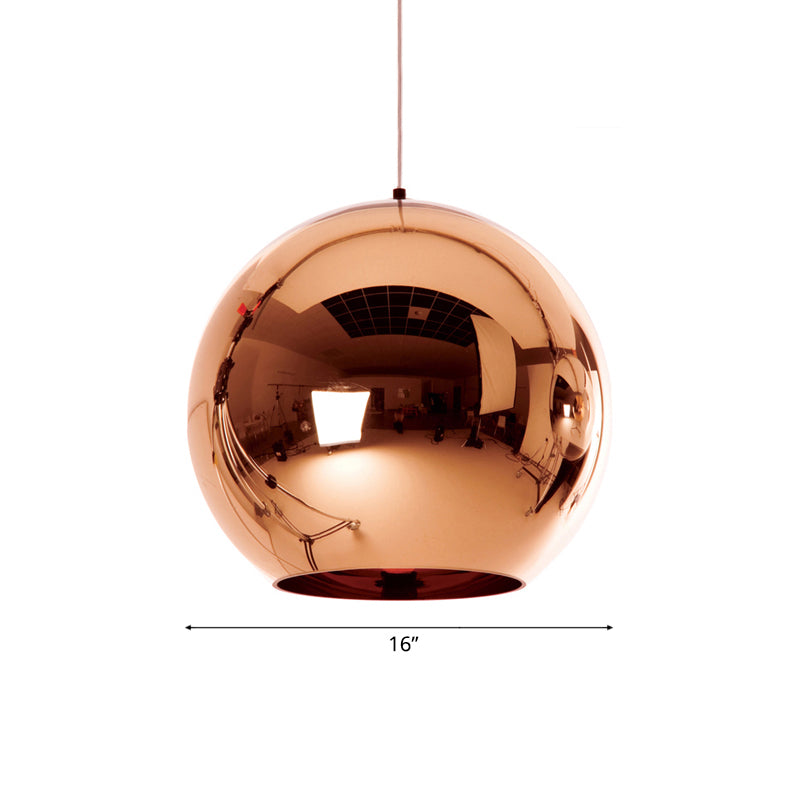 Contemporary Glass Mirror Ball Pendant Lighting - 1 Light Chrome/Gold/Rose Gold 6’/8’/10’W