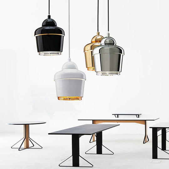 Modern Black/White/Chrome Jar Pendant Ceiling Light - Stylish Iron Hanging