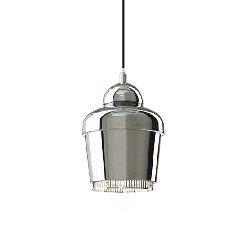 Modern Black And White Jar Pendant Light With Chrome Accents