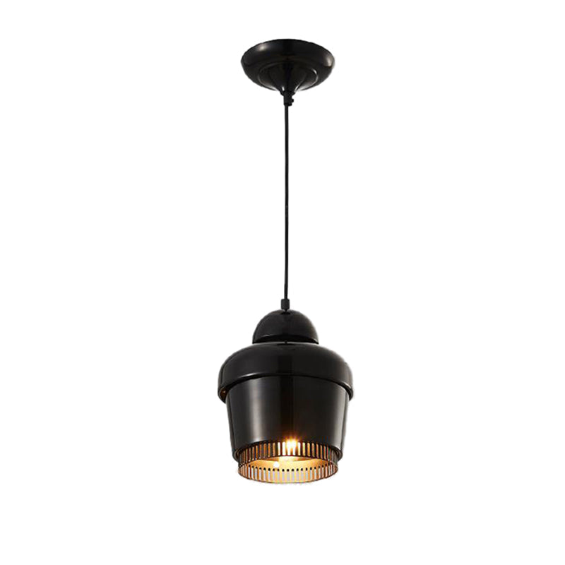 Modern Black And White Jar Pendant Light With Chrome Accents