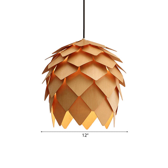 Pinecone Pendant Lighting Lodge Style Wood Adjustable Ceiling Light In Beige - 10/12 Width 1 Perfect
