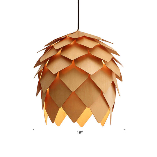 Pinecone Pendant Lighting Lodge Style Wood Adjustable Ceiling Light In Beige - 10/12 Width 1 Perfect