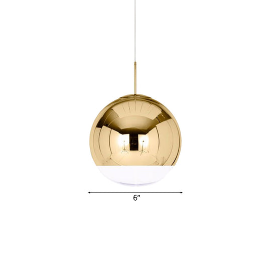 Sleek Globe Pendant Ceiling Light: Simplicity In Chrome/Gold 1-Light 6/8/10W