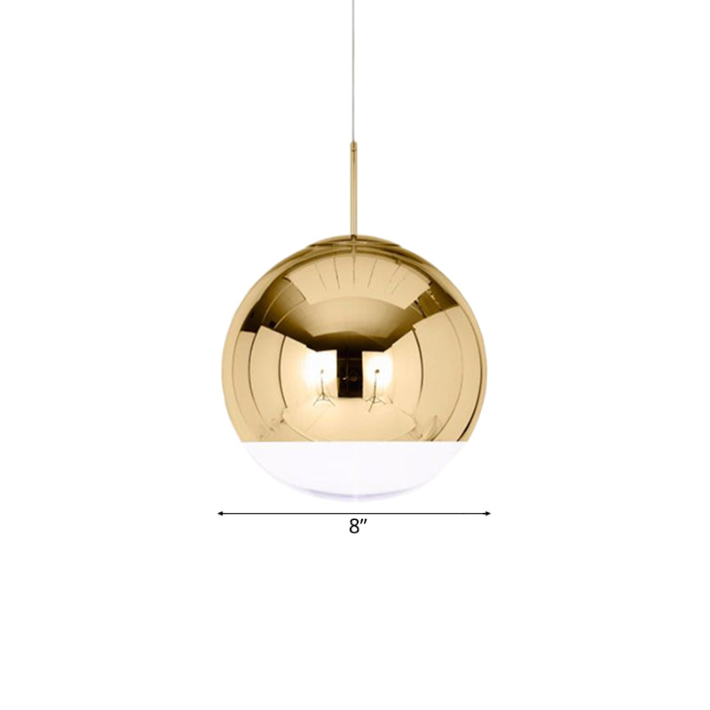 Sleek Metal Globe Pendant Ceiling Light Chrome/Gold Finish 1-Light For Chic Décor Available In