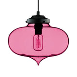 Contemporary Teardrop Glass Pendant Light - 1-Light Hanging Ceiling Fixture (Red/Brown/Blue) Rose