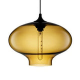 Simplicity Glass Oval Hanging Lamp - 1-Light Red/Brown/Blue Ceiling Light Amber