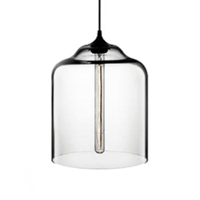 Contemporary Glass Jug Suspension Light - 1 Red/Brown/Blue Hanging Ceiling Lamp Clear