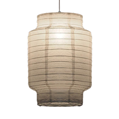 Retro Fabric Lantern Ceiling Pendant - 1-Light White Lamp Kit In 3 Sizes