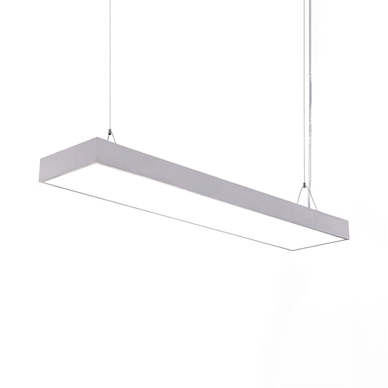 Sleek Rectangular Led Hanging Light - Minimal Silver/Black/White 23.5’/35.5’/47’ Long 5’/8’/12’ Wide
