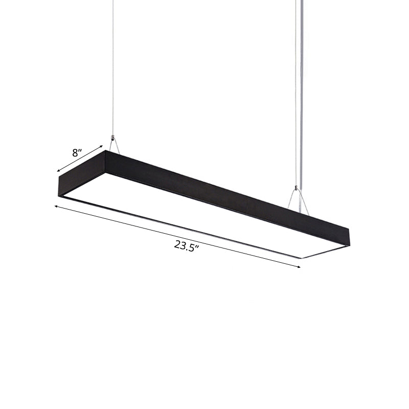 Sleek Rectangular Led Hanging Light - Minimal Silver/Black/White 23.5’/35.5’/47’ Long 5’/8’/12’ Wide