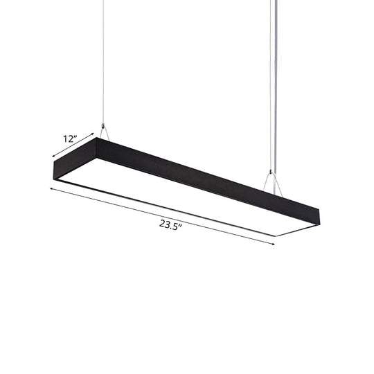 Sleek Rectangular Led Hanging Light - Minimal Silver/Black/White 23.5’/35.5’/47’ Long 5’/8’/12’ Wide