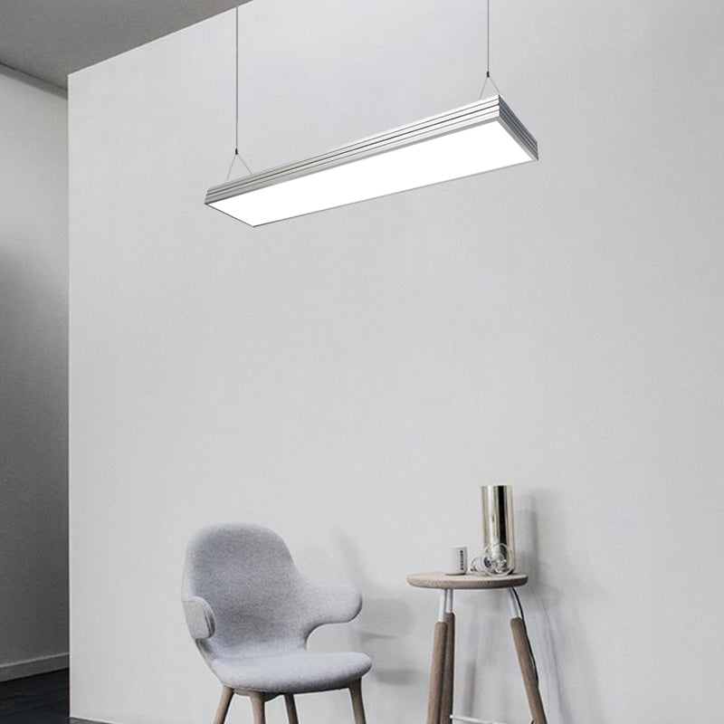 Ridged Metal Shade Led Office Pendant Lamp – Simplicity Silver/Black Ceiling Light Fixture For