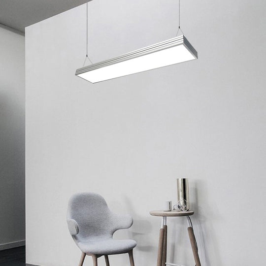 Ridged Metal Shade Led Office Pendant Lamp – Simplicity Silver/Black Ceiling Light Fixture For