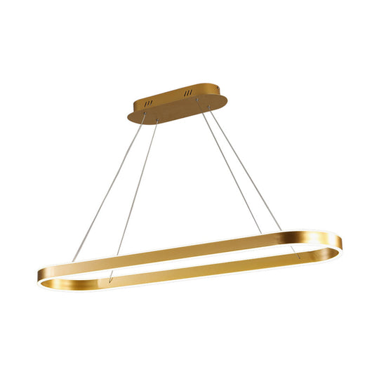 Gold/White Oval Suspension Pendant Led Ceiling Light - 31.5’’/39’’/47’’ Wide Minimalist