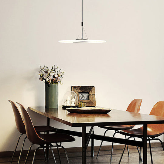 Sleek Led Acrylic Pendant Ceiling Light For Dining Room - Clear Disc Design
