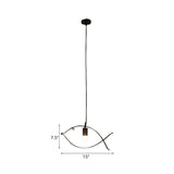 Modern Black Fish-Shaped Metal Pendant Light For Dining Room - 1-Light Ceiling Fixture