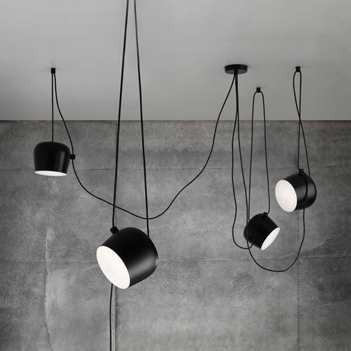 Modern Metal Swag Pendant Light Kit With Adjustable Cord - 3/4 Heads Black/White 4 / Black