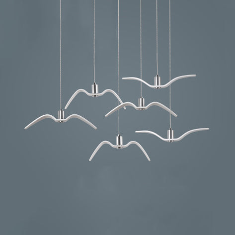 Art Deco Seagull Pendant Light For Children’s Room 6 / White Warm