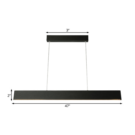 Modern Black Led Pendant Light 36/47 Wide Blade Hanging Ceiling Fixture For Dining Room In