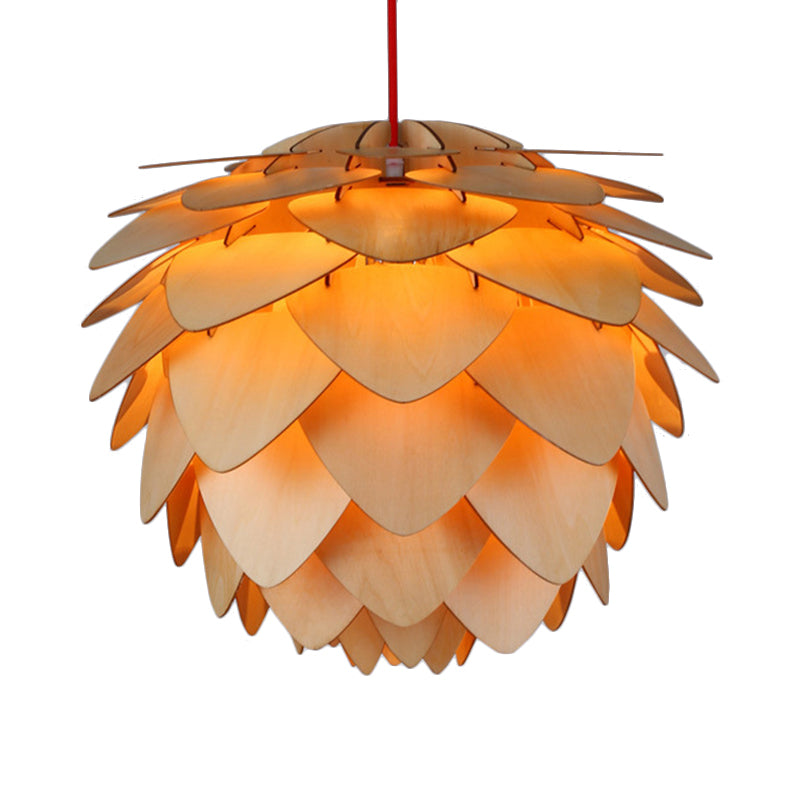 Pine Cone Pendant Lamp - Country Style Wood Suspension Light For Dining Table (12’/18’)