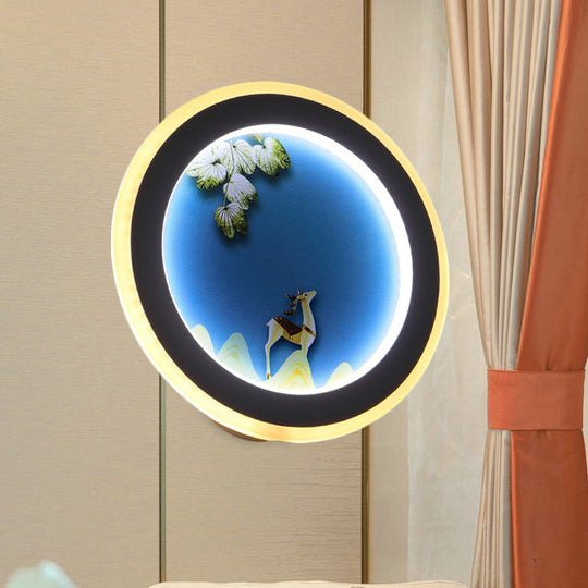 Nordic Style Elk Deer Wall Mounted Led Light In Blue/Yellow Acrylic Design Blue