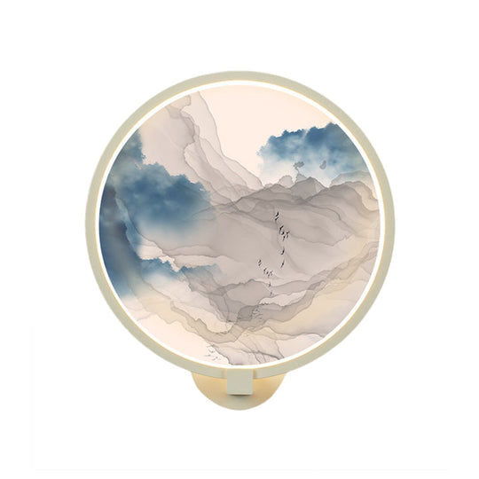 Chinese Led Acrylic Mountain Wall Lamp: White Mural Lighting For Living Room