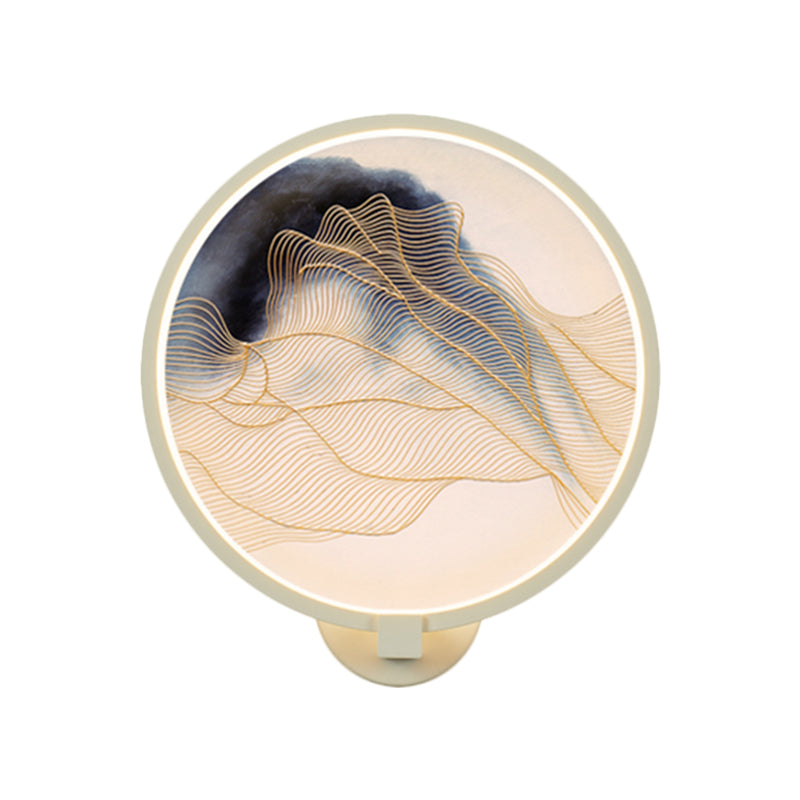 Chinese Led Acrylic Mountain Wall Lamp: White Mural Lighting For Living Room