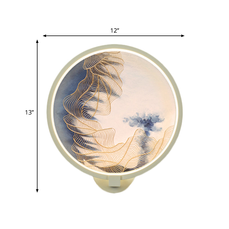 Chinese Led Acrylic Mountain Wall Lamp: White Mural Lighting For Living Room