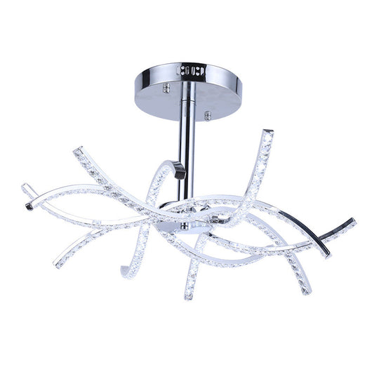 Contemporary Chrome Led Crystal Chandelier Pendant Light For Bedrooms