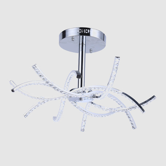 Contemporary Chrome Led Crystal Chandelier Pendant Light For Bedrooms