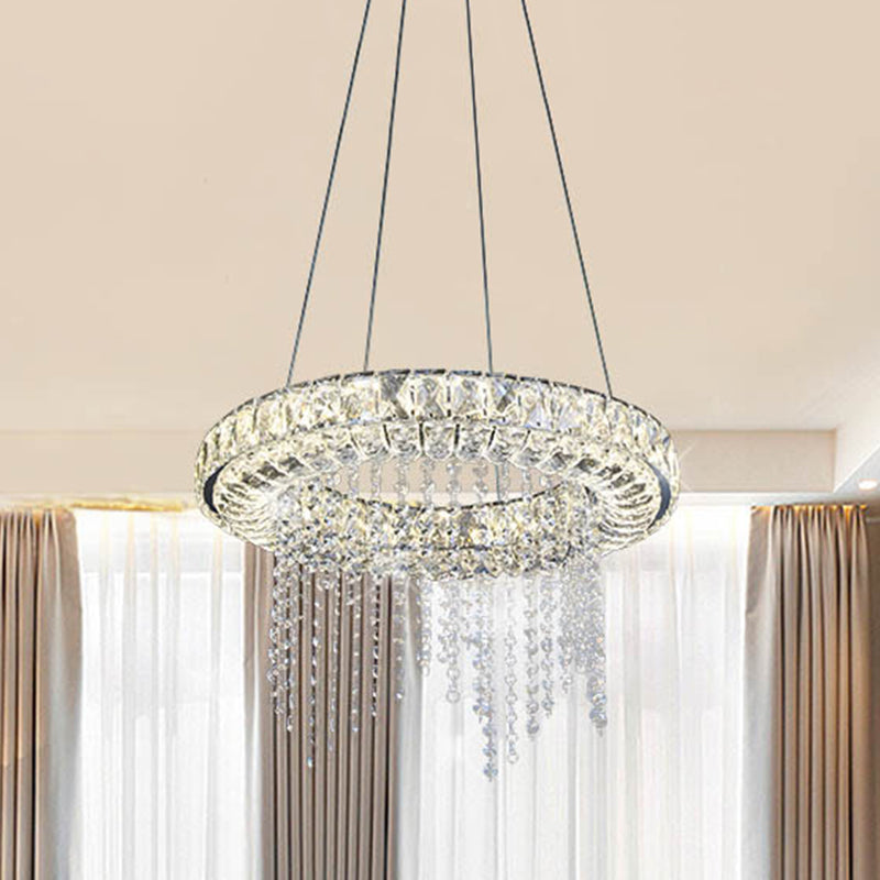 Sleek Hoop Chandelier Pendant With Clear Crystal And Led Suspension Light