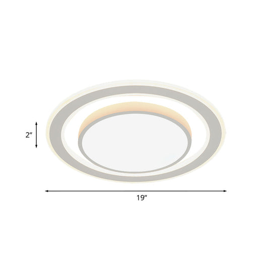 White Led Flush Mount Lamp For Bedroom Acrylic Round/Square Flushmount Fixture