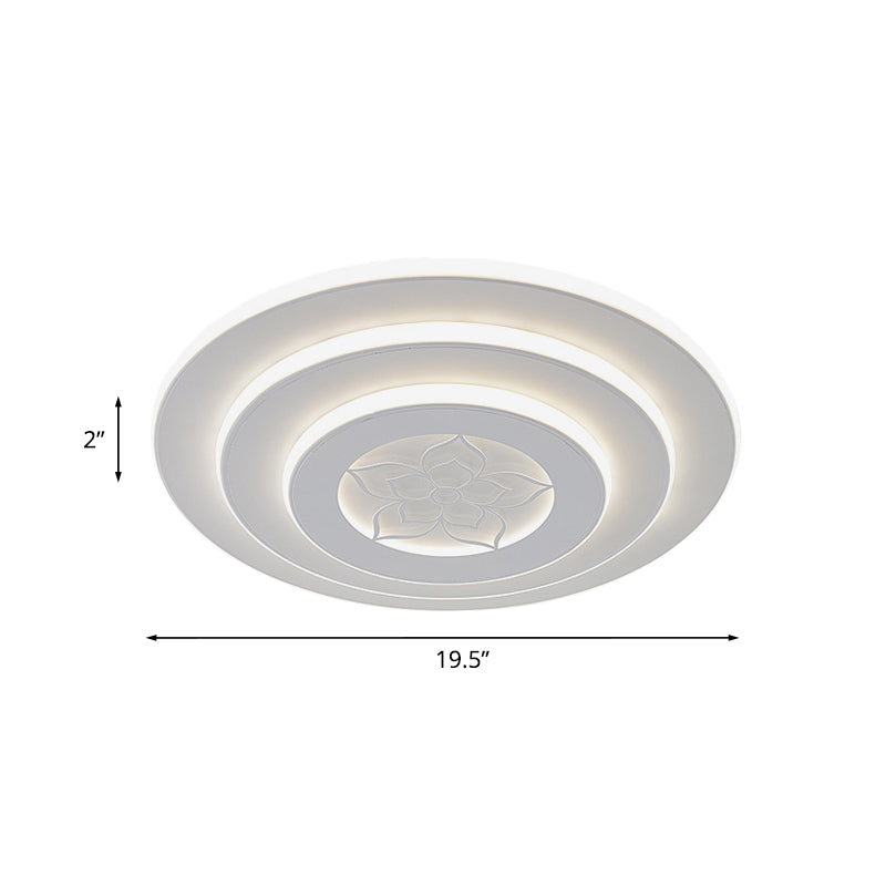 Modernist 3 - Circle Led Flush Mount Lighting In White - Metallic Finish For Bedroom Ceiling