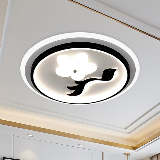 Modern Flower - Inspired Black Acrylic Led Flush Mount Light For Bedroom (Customizable In 15 Days)