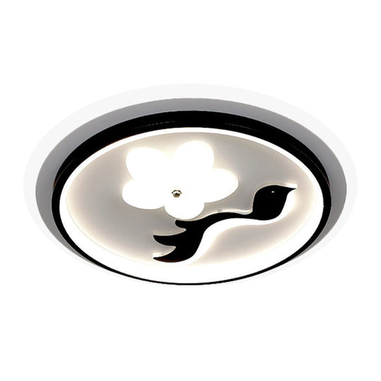 Modern Flower - Inspired Black Acrylic Led Flush Mount Light For Bedroom (Customizable In 15 Days)