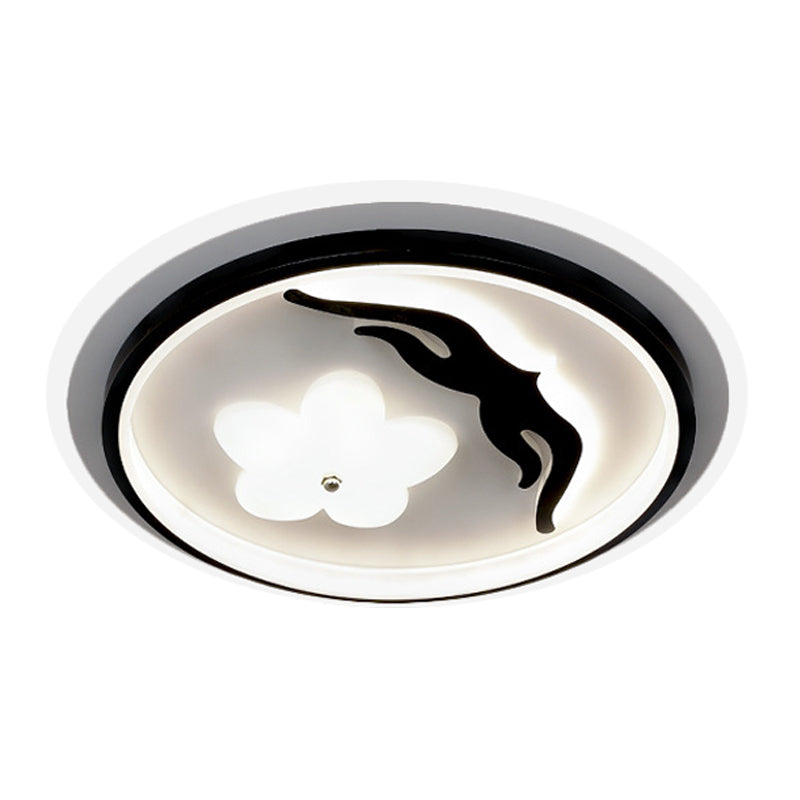 Modern Flower - Inspired Black Acrylic Led Flush Mount Light For Bedroom (Customizable In 15 Days)