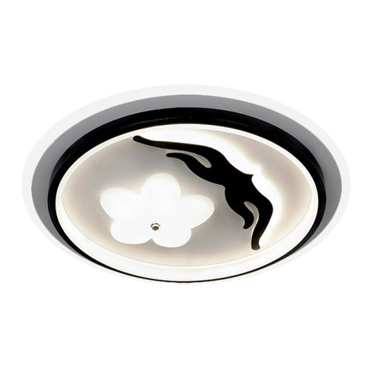 Modern Flower - Inspired Black Acrylic Led Flush Mount Light For Bedroom (Customizable In 15 Days)