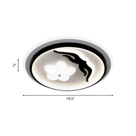 Modern Flower - Inspired Black Acrylic Led Flush Mount Light For Bedroom (Customizable In 15 Days)